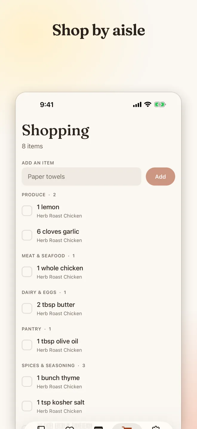 Lemon Chilli screen: Shop by aisle