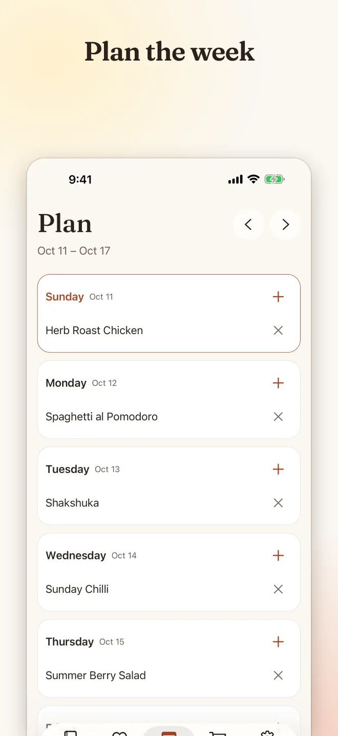Lemon Chilli screen: Plan the week